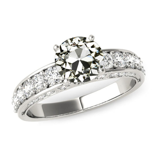 Sparkling Old Miner Cut Diamond Ring With Accents Gold