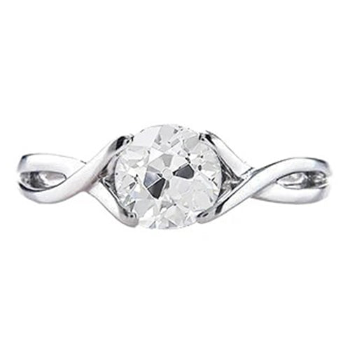 Infinity Fancy Princess Cut Sparkling Vintage Style White Gold Diamond Solitaire Ring