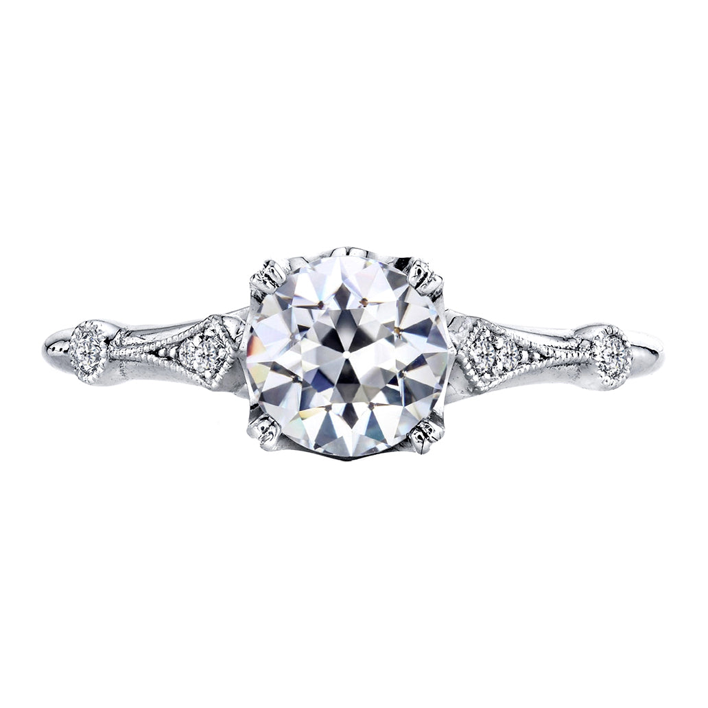 2.50 Carats Old Mine Cut Diamond Wedding Ring White Gold 14K