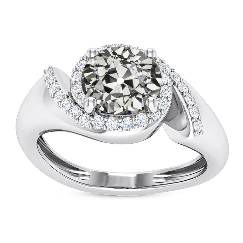 Old Mine Cut Halo Diamond Fancy Ring