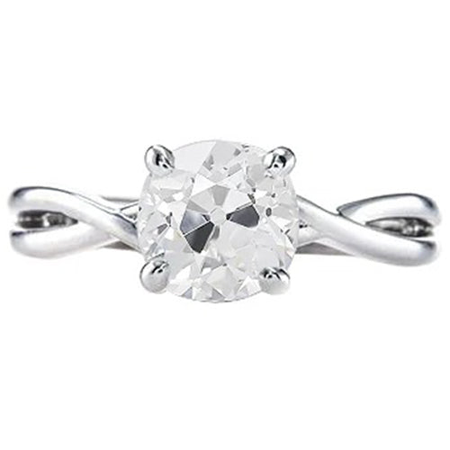 Old Mine Solitaire Natural Earth Mined Diamond Ring 1.25 Carats Twisted Shank White Gold