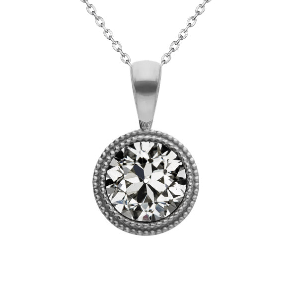 Old Miner Diamond Pendant 1.50 Carats Women Gold Necklace