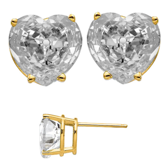 Old Miner Heart Diamond Earrings 10 Ct Yellow Gold Studs