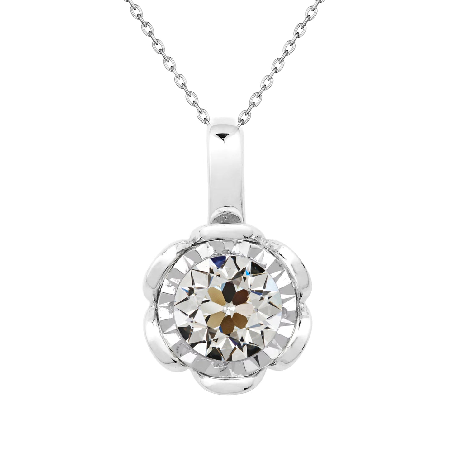 Old Miner Ladies Pendant 2 Carats White Gold 14K