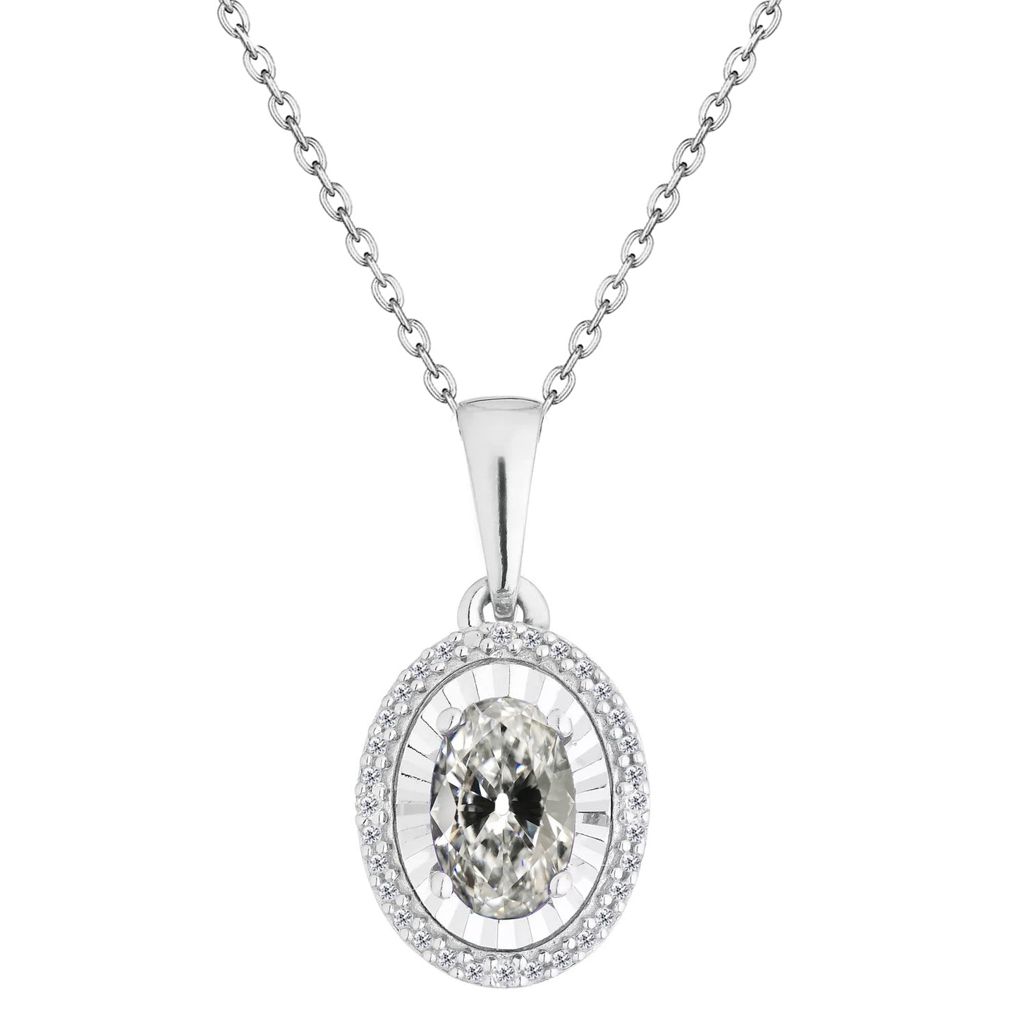 Old Miner Oval Diamond Pendant 2.50 Carats Necklace