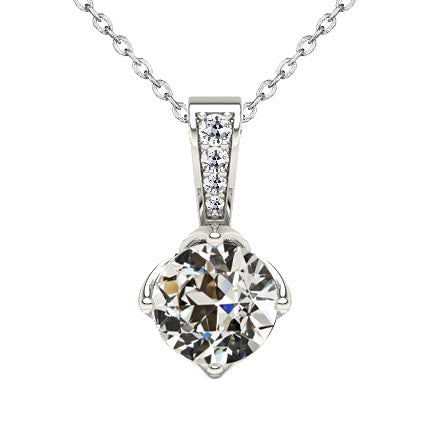 natural round diamond 2ct pendant front view