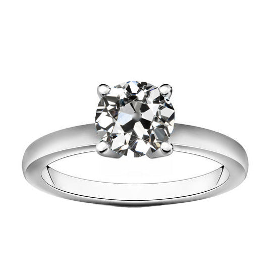 2 Carats Old Miner Solitaire Diamond Ring White Gold 14K