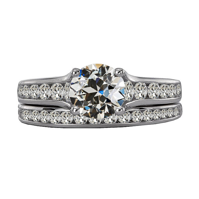 3.50 Carat Old Miner Solitaire With Accent Diamond Engagement Ring Set