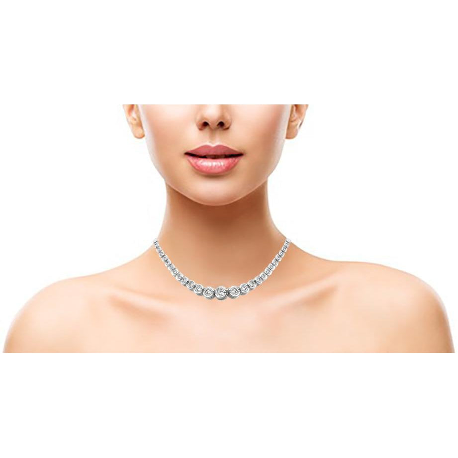 Bezel Set Natural Diamonds Necklace
