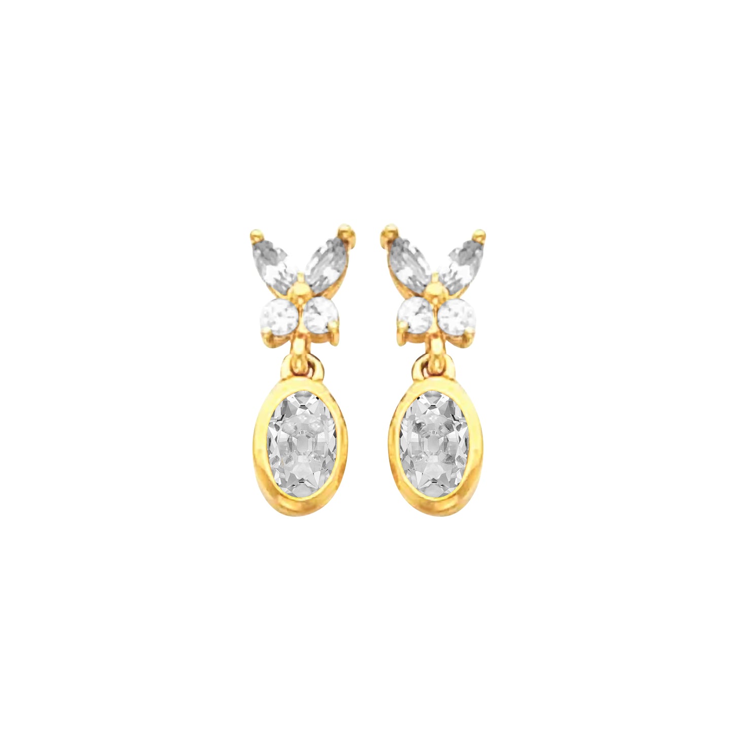 Old Miner Cut Diamond Stud Earrings Yellow Gold