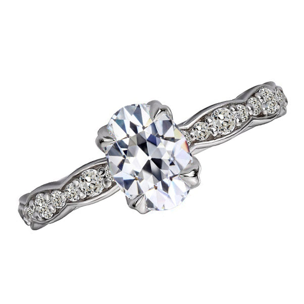 Oval Old Cut Diamond Engagement Ring
