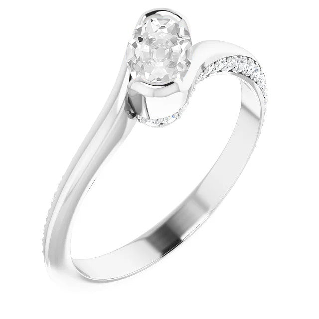 Twisted Style Oval Old European Diamond Engagement Ring