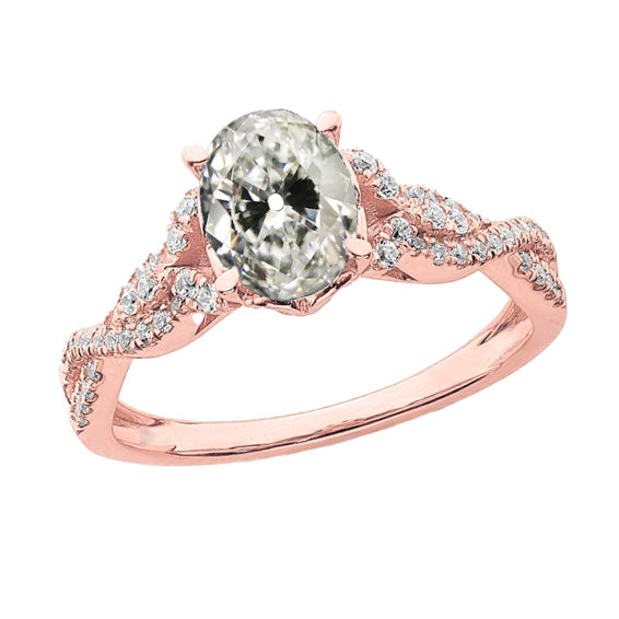 Old Miner Cut Diamond Ring Rose Gold 5 Carats