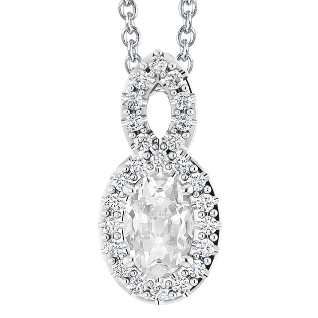 Oval Old Miner Diamond Pendant Gold Prong Set