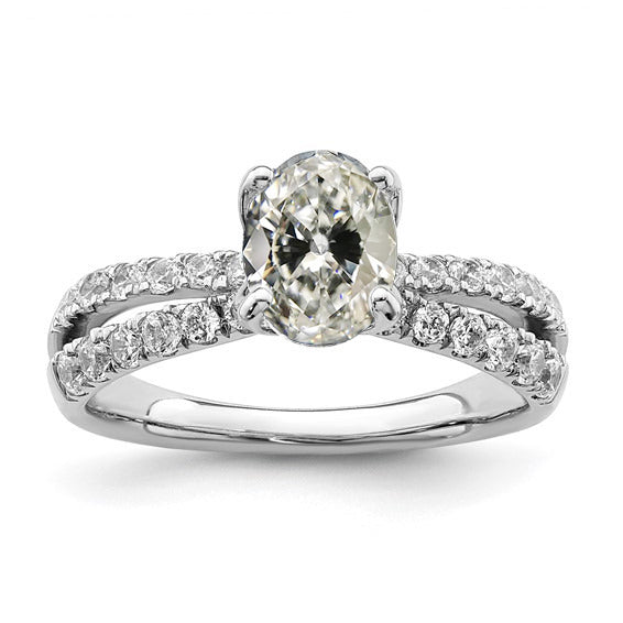 Oval Old Miner Diamond Ring Prong Split Shank