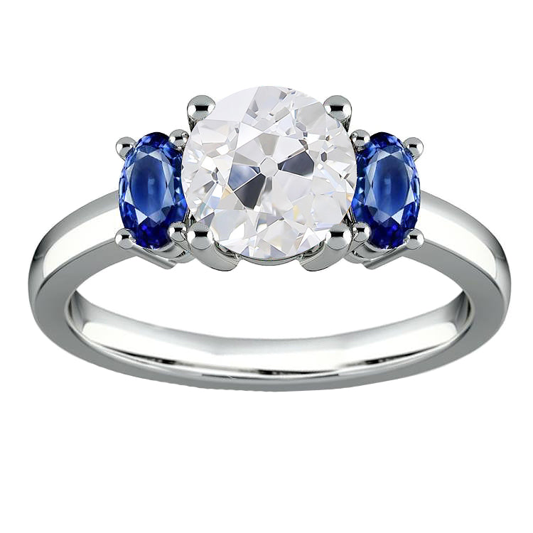 Three Stone Ring Old European Round Diamond