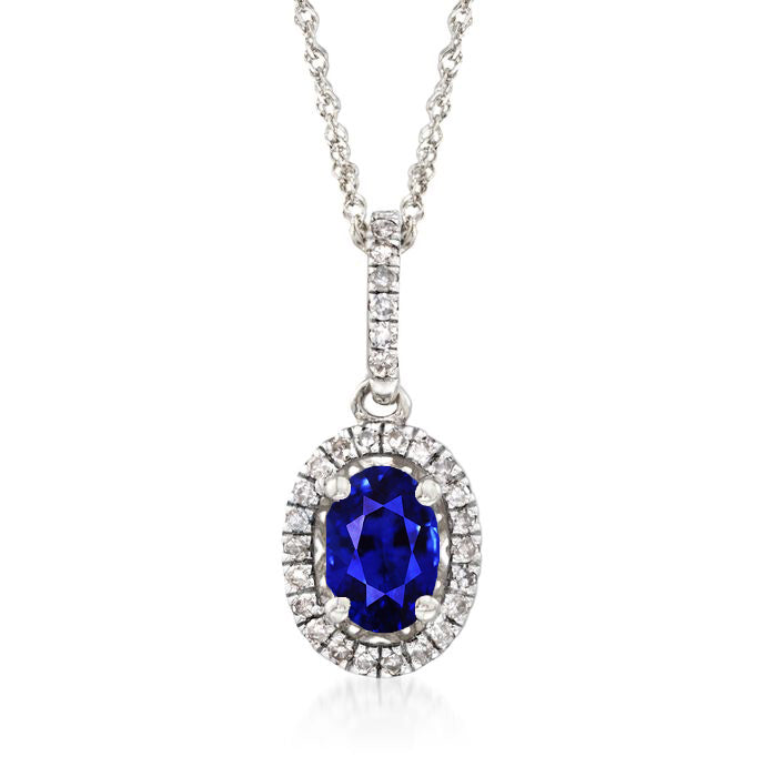 Sri Lankan Sapphire Diamond Halo Pendant