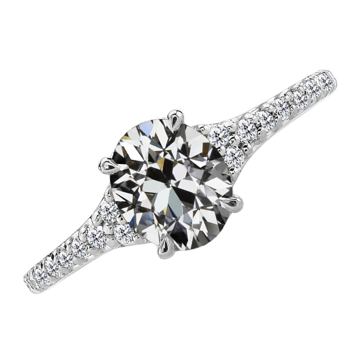 Oval & Round Diamond Old Cut Solitaire With Accent Ring 5.50 Carats