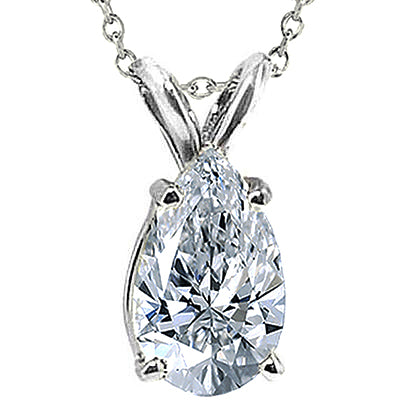 Pear Lab Grown Diamond Pendant Necklace 2 Carat