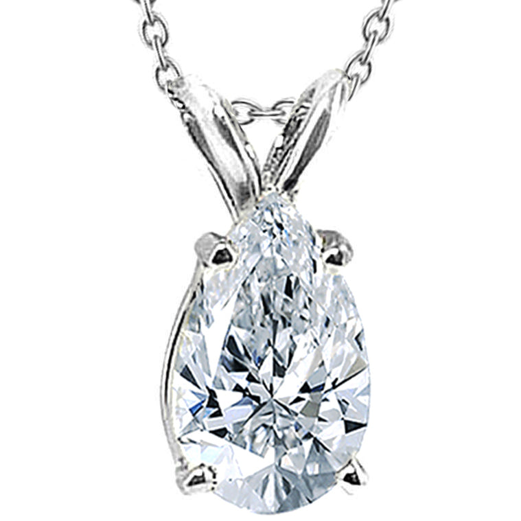 Pear Natural Earth Mined Diamond Pendant With Chain 1 Ct. Necklace