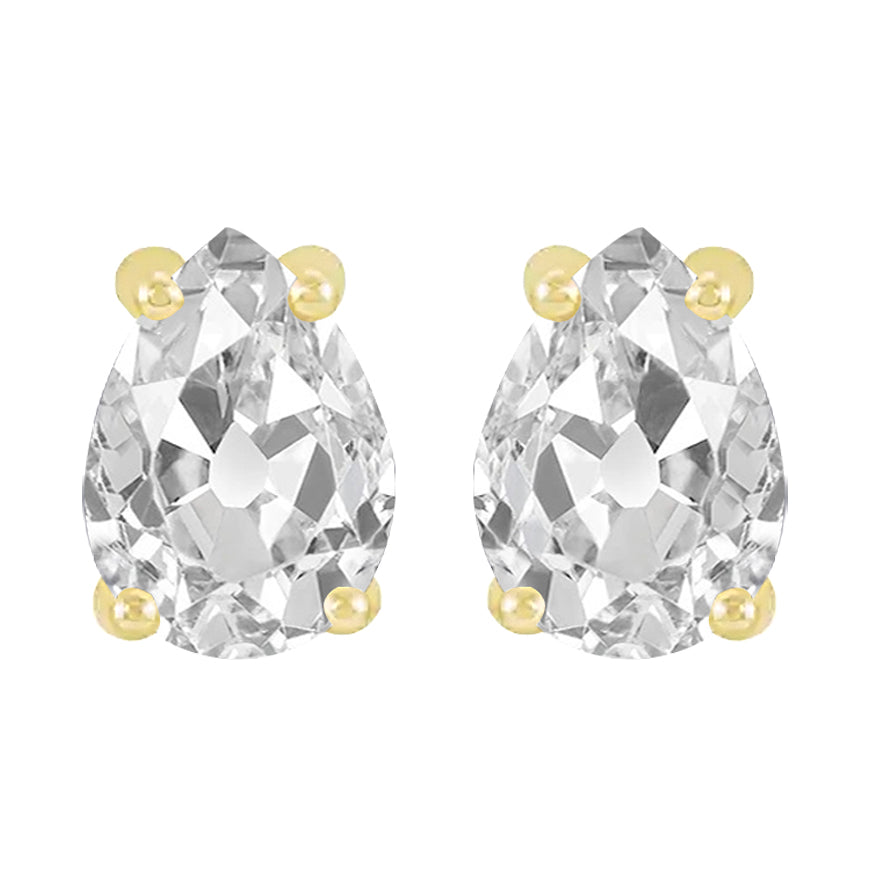 natural pear diamond 8ct earring front view