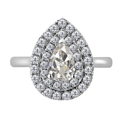 Pear & Round Diamond Old Miner Halo Ring 3.50 Carats