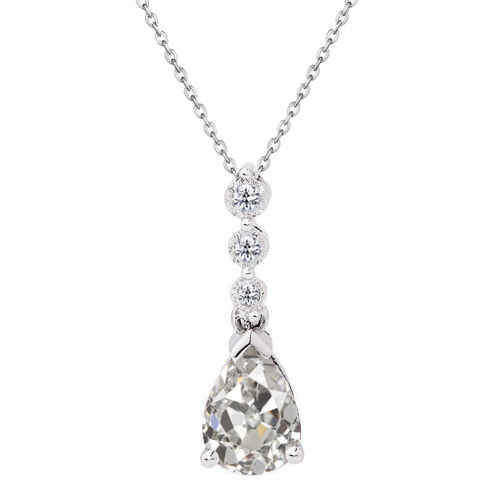 Pear & Round Old Cut Pendant Diamond 2.50 Carats