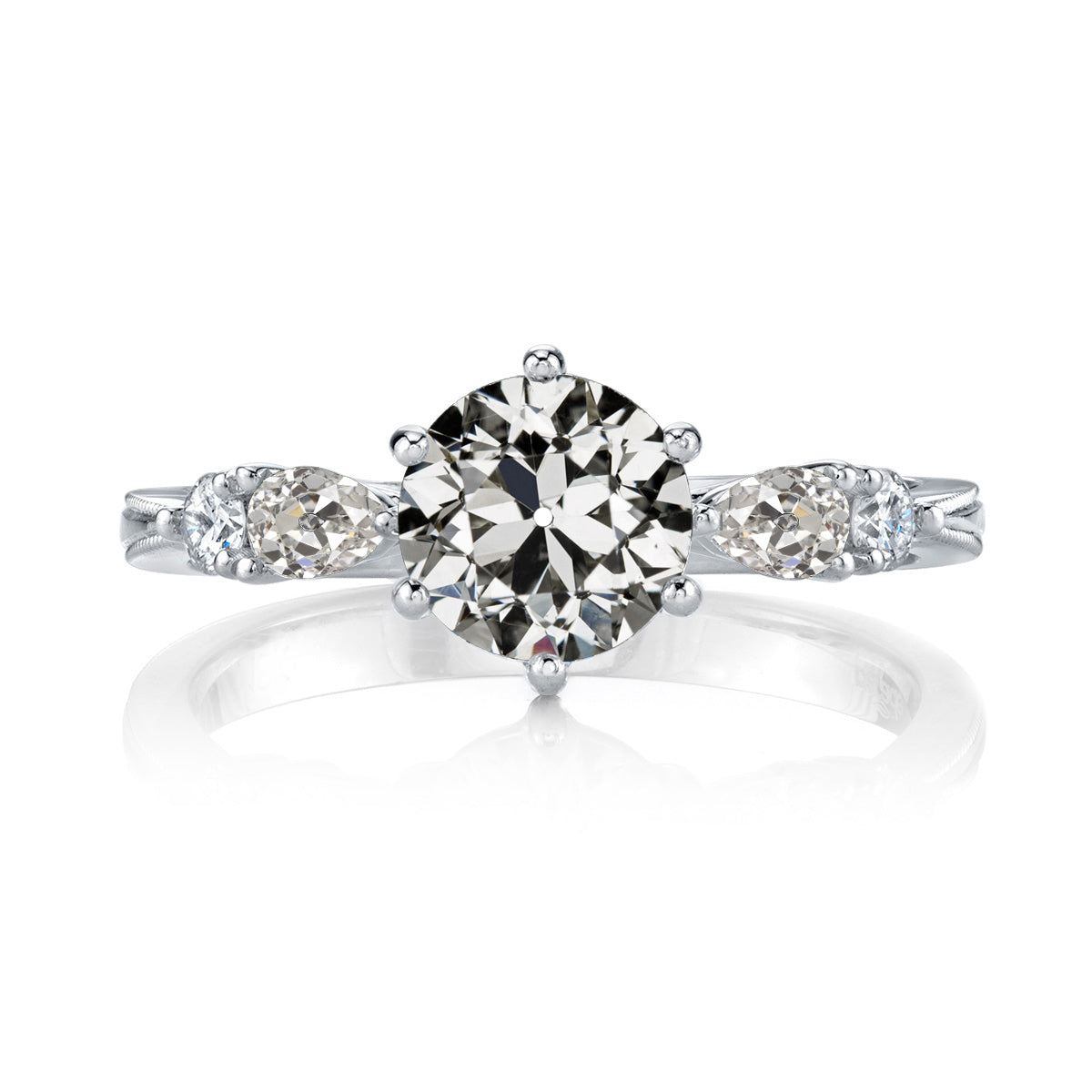 Lady’s Sparkling Unique Engagement White Gold Anniversary Ring Old Miner Cut Diamond Ring White Gold