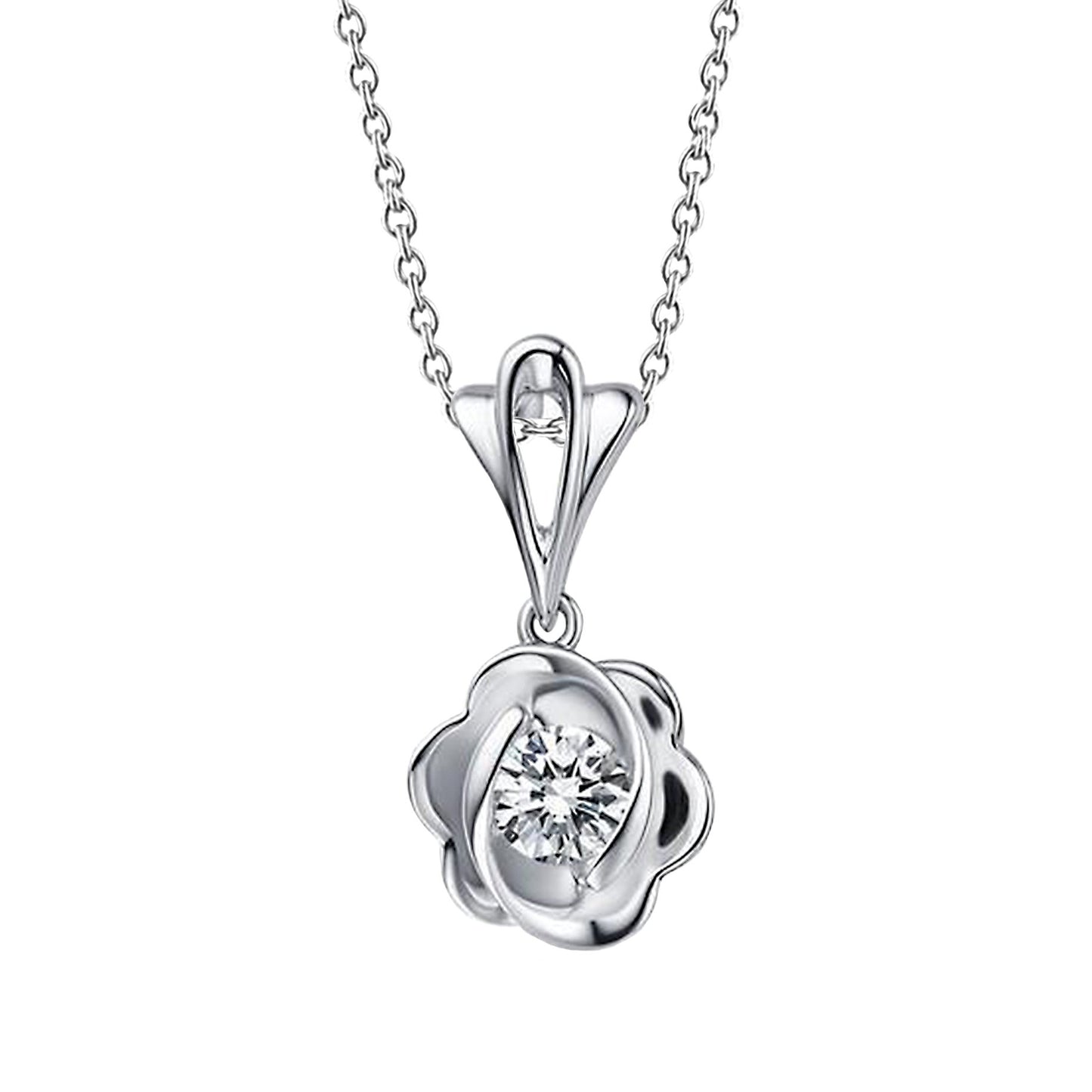 Pendant Necklace 14K White Gold 1 Carats Round Cut Lab Grown Diamonds Solitaire
