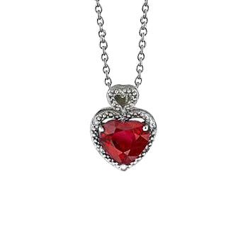 Pendant Necklace Red Ruby And Natural Earth Mined Diamonds 5.35 Carats White Gold 14K