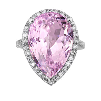 Pink Kunzite Women Jewelry Sparkling Solid Rose Gold Jewelry