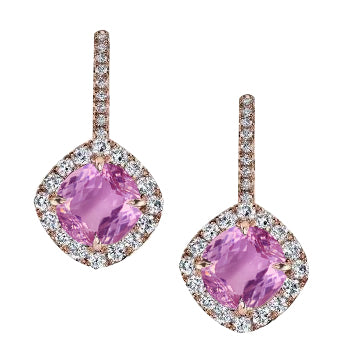 Pink Kunzite And Natural Earth Mined Diamond Women Gemstone Earring 21.50 Carats