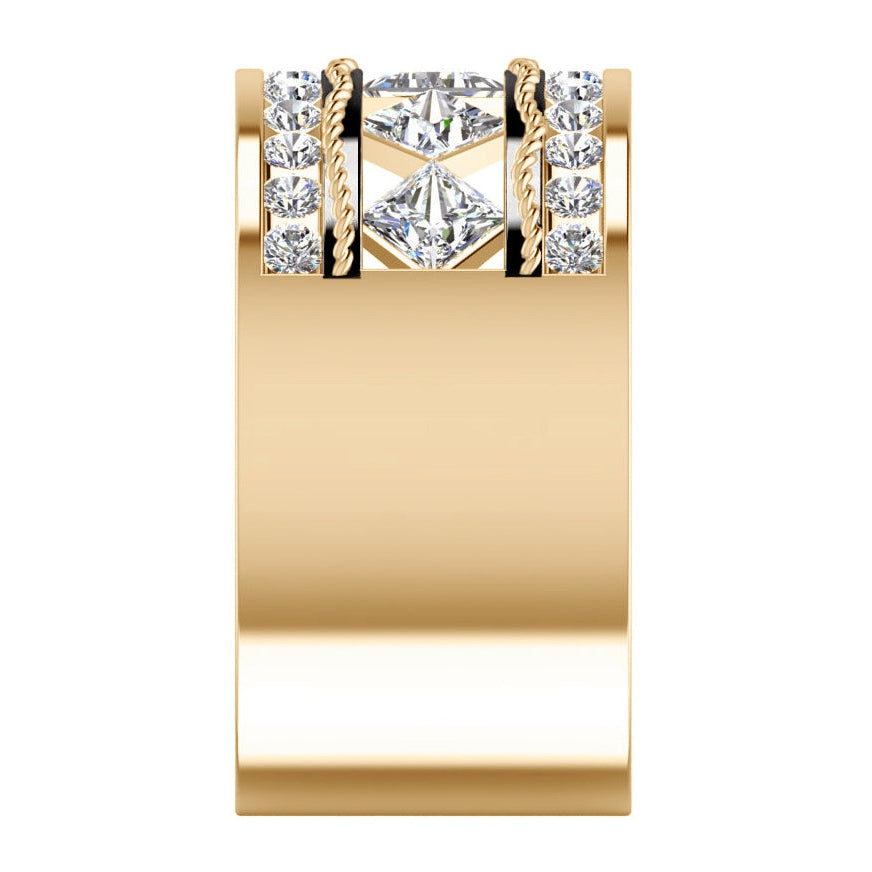 Princess Diamond Men's Gold Band Ring
