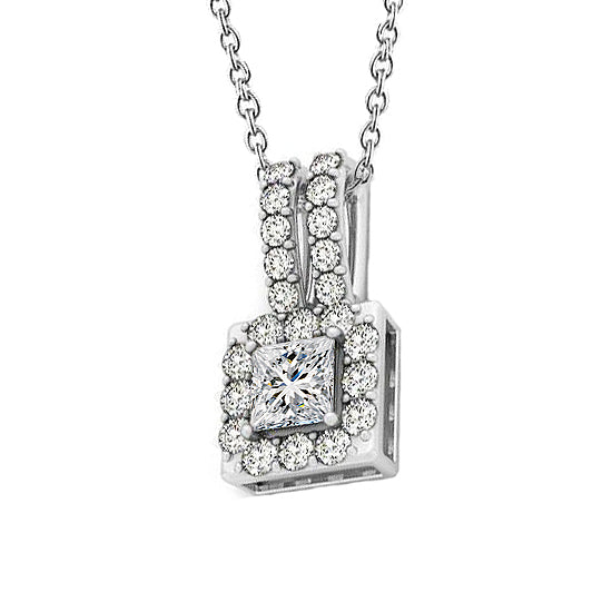 Princess Natural Earth Mined Diamond Pendant Necklace Without Chain 1.60 Carat WG 14K