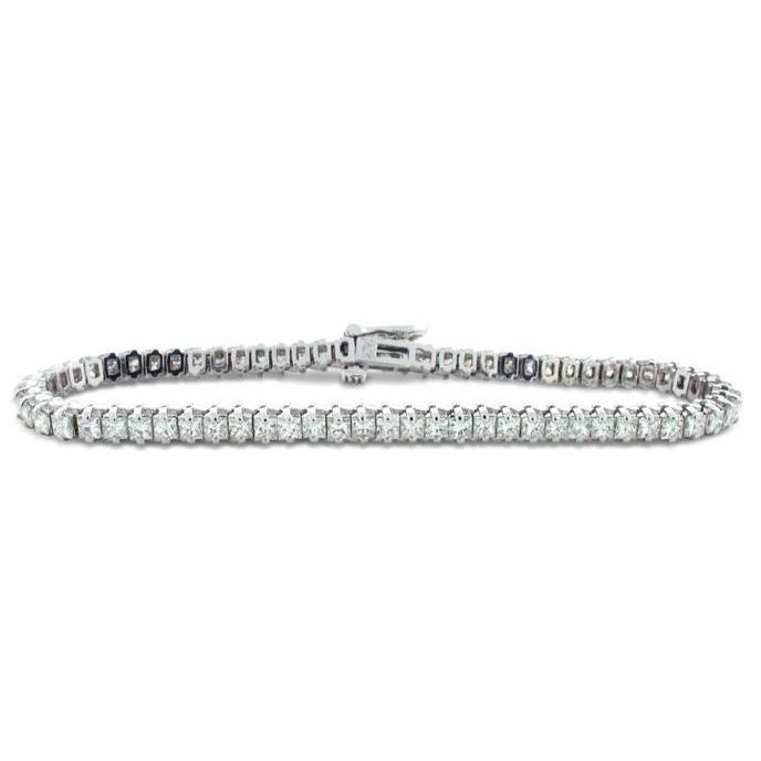 Princess Cut Lab Grown Diamond Tennis Bracelet White Gold 14K Prong Set 7 Ct