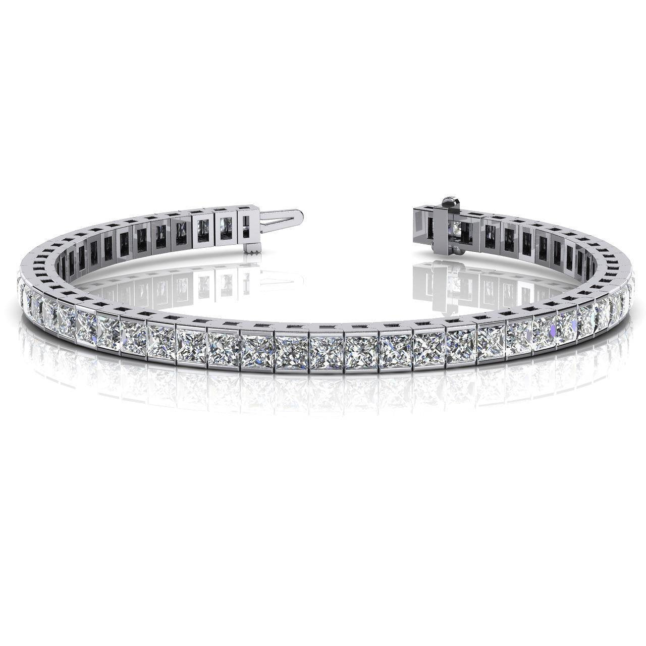 Princess Lab Grown Diamond Tennis Bracelet White Gold Jewelry 11.20 Carats