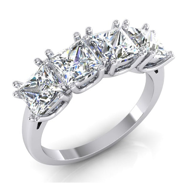 Unique Style White Sparkling Engagement White gold Princess Cut Diamond Anniversary Ring Band