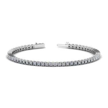 Prong Set 8.25 Carat Princess Lab Grown Diamonds Tennis Bracelet White Gold