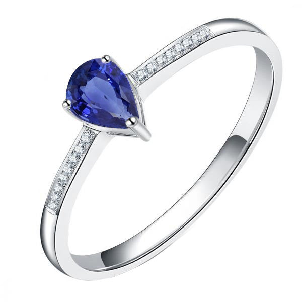 Solitaire Best Amazing Stylish womans Anniversary Ring Blue Sapphire Pave Set Diamonds