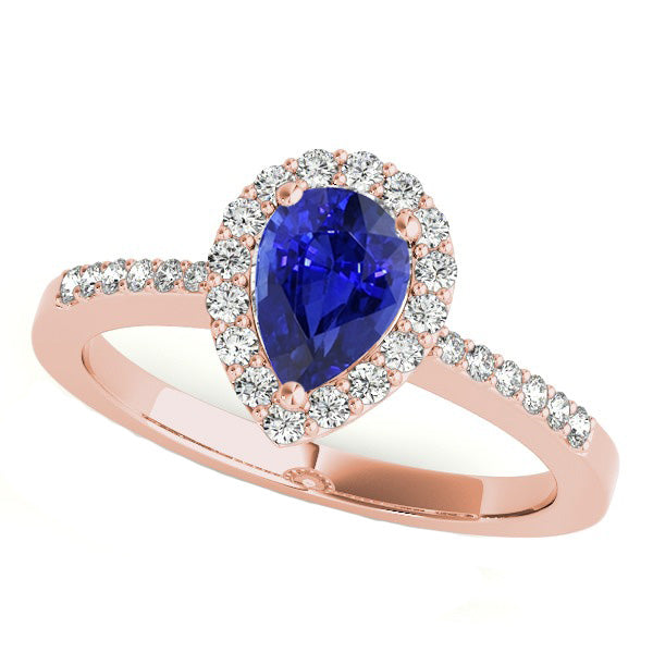Rose Gold Halo Wedding Ring Ceylon Sapphire & Natural Earth Mined Diamonds 4 Carats