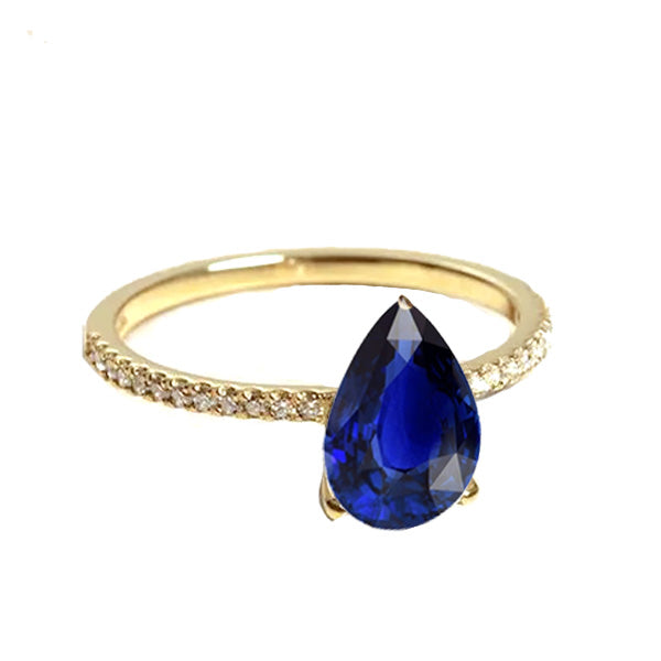 Blue Sapphire Solitaire With Natural Earth Mined Diamond Accents Gemstone Ring 3 Carats