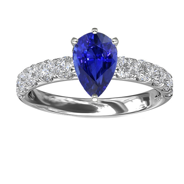 Solitaire Blue Sapphire Engagement Ring With Natural Earth Mined Diamond Accents 4 Carats