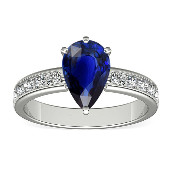 Blue Sapphire Engagement Ring Channel Set Natural Earth Mined Diamond Accents 3.50 Carats