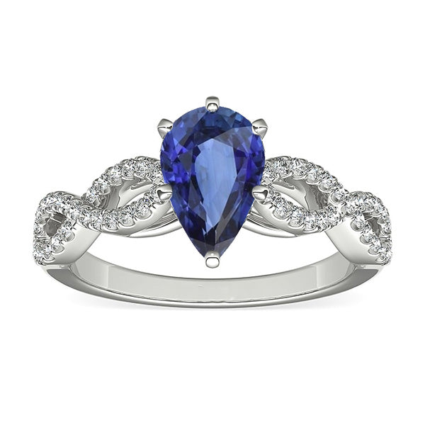 Natural Earth Mined Diamond Jewelry Ceylon Sapphire Ring Twisted Shank Style 3.50 Carats