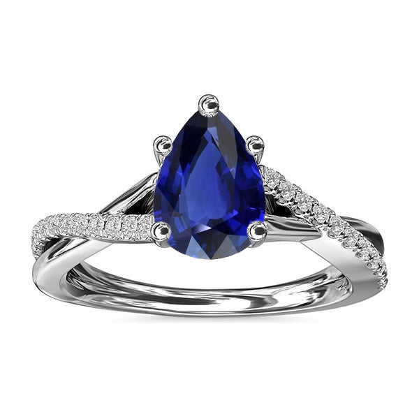 Blue Sapphire Natural Earth Mined Diamond Wedding Ring Jewelry Twist Style 2.50 Carats
