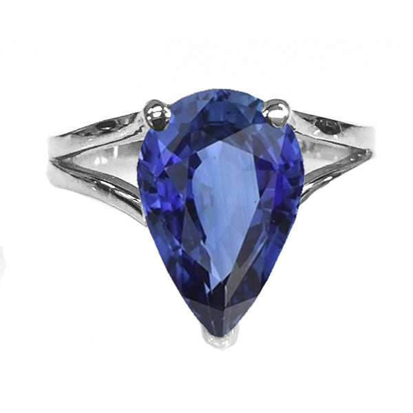 Solitaire Wedding Ring Blue Sapphire Split Shank Gorgeous fancy Jewelry
