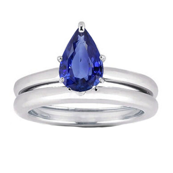 Jewelry Sparkling Srilanka Sapphire Solitaire Pear Wedding Ring