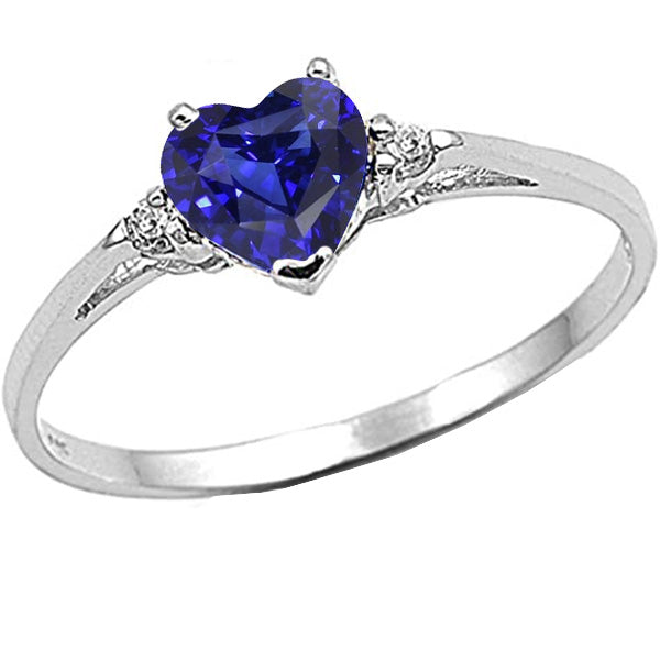 Woman's Weeding Anniversary Round Diamond Three Stone Ring Heart Sri Lankan Sapphire