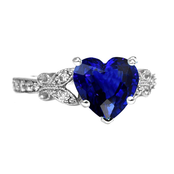 Sparkling Unique Lady’s Gemstone Ring Heart Cut Sri Lankan Sapphire Butterfly Style