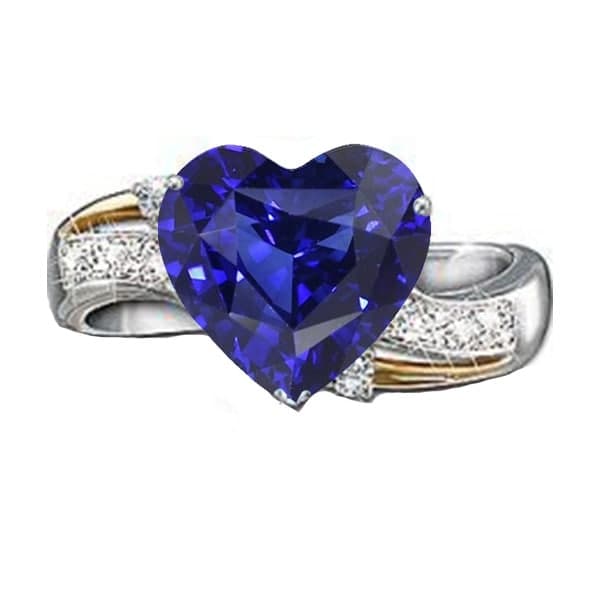 Women’s Jewelry Blue Sapphire Anniversary Heart Diamond Ring
